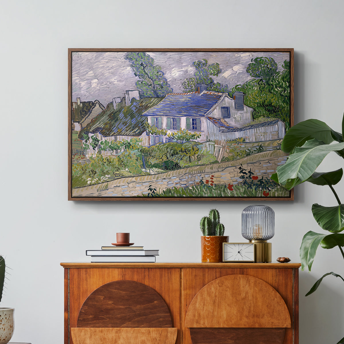 Houses in Auvers, 1890 - Floater Framed Canvas Print