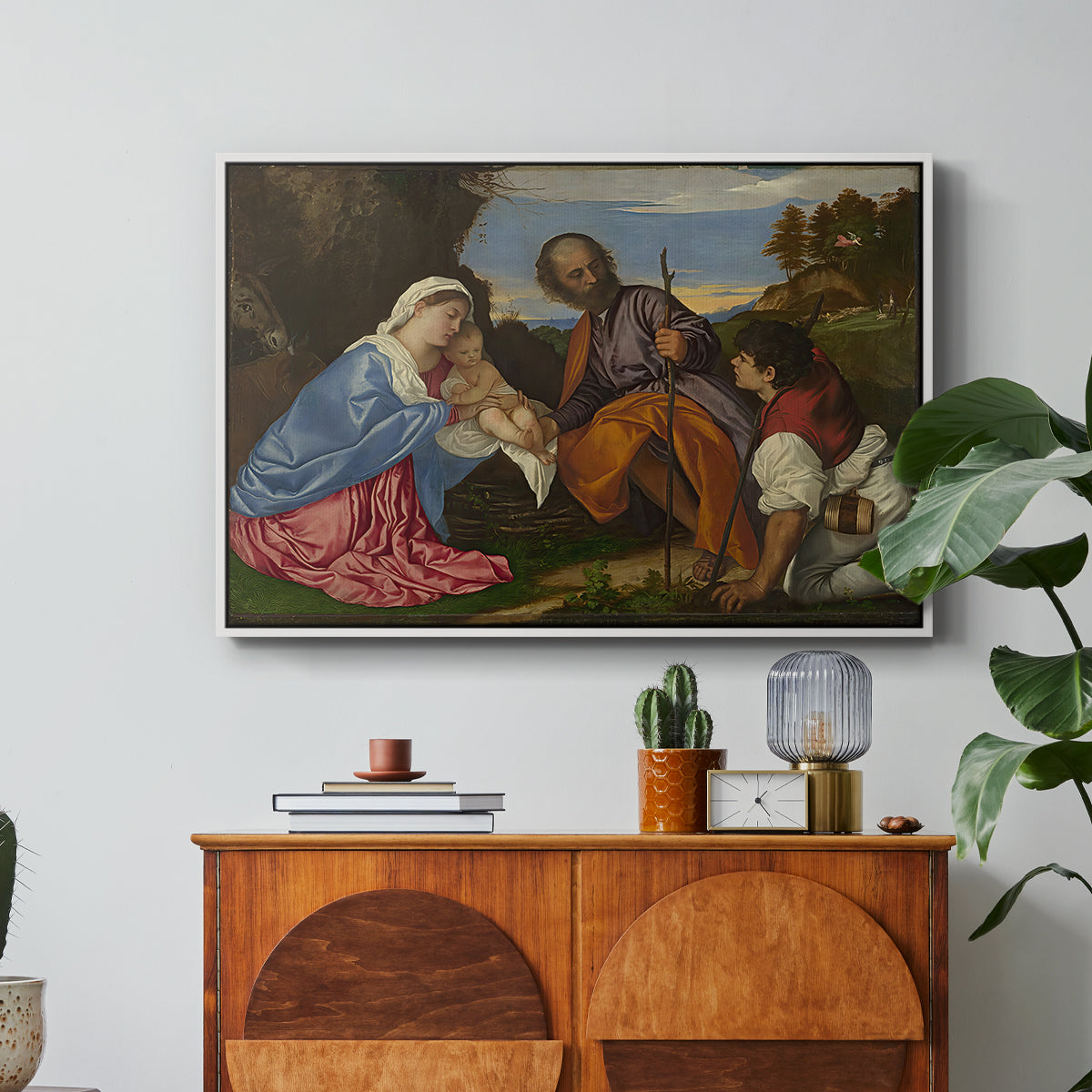 The Holy Family with a Shepherd, c. 1510 - Floater Framed Canvas Print