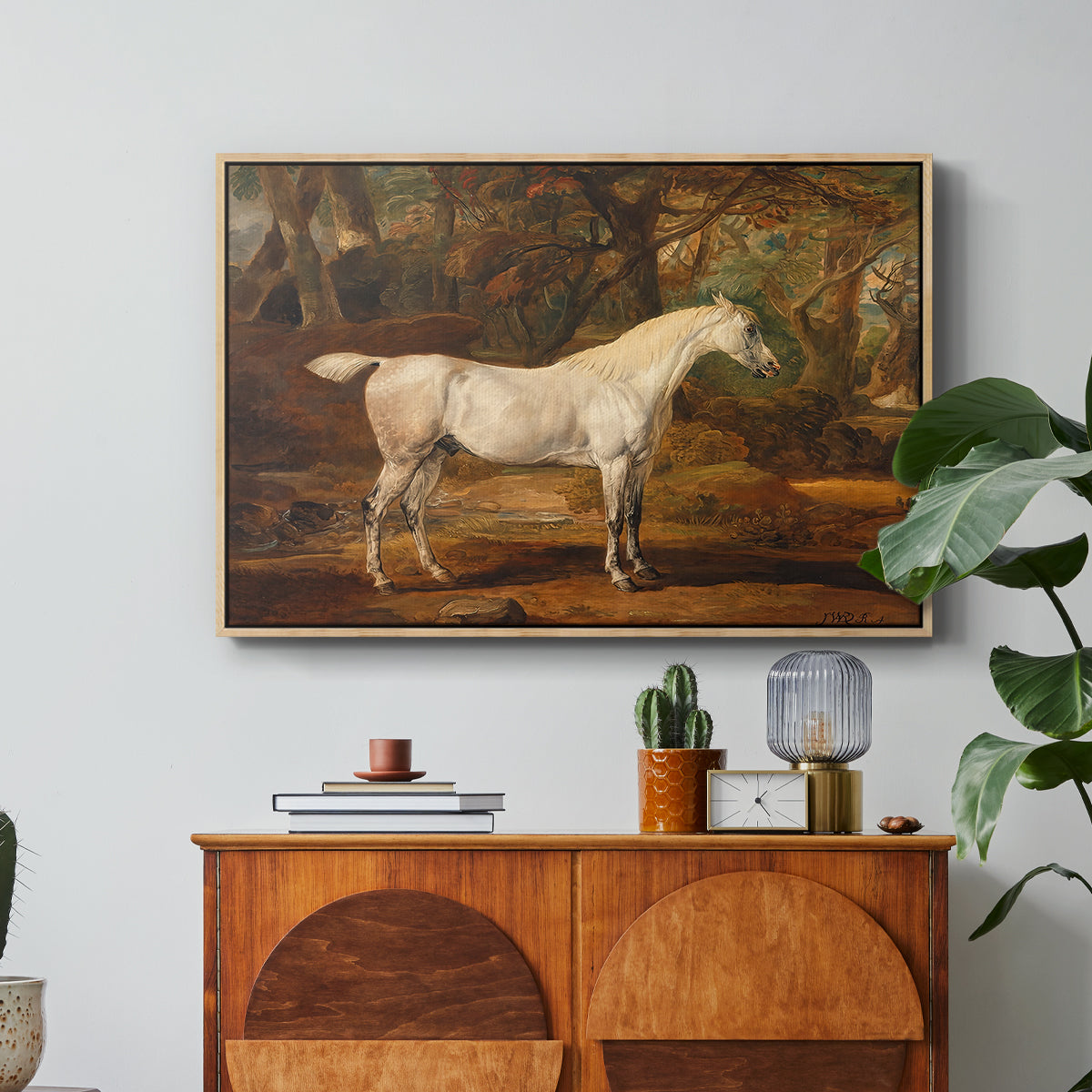 Grey Arabian Stallion, Property of Sir Watkin Williams-Wynn, c. 1817 - Floater Framed Canvas Print