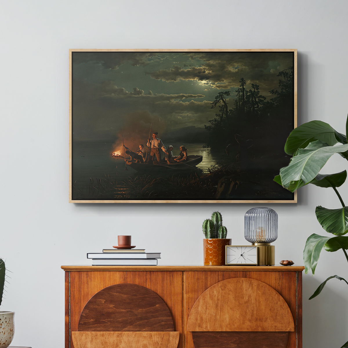 Spear Fishing on Lake Krøderen, 1851 - Floater Framed Canvas Print
