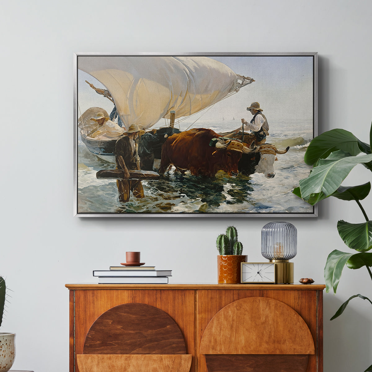 The Return from Fishing: Hauling the Boat, 1894 - Floater Framed Canvas Print