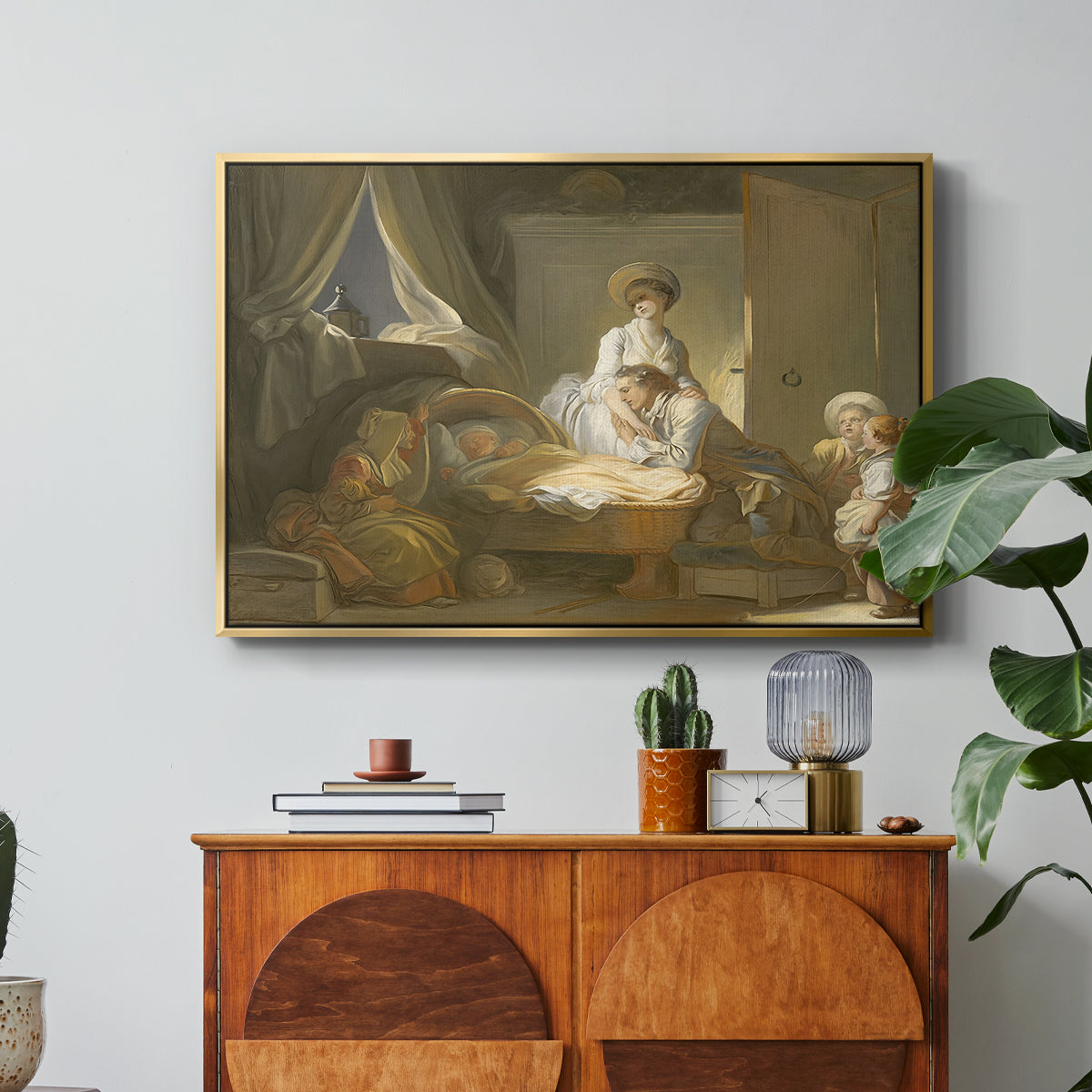 The Visit to the Nursery, c. 1775 - Floater Framed Canvas Print