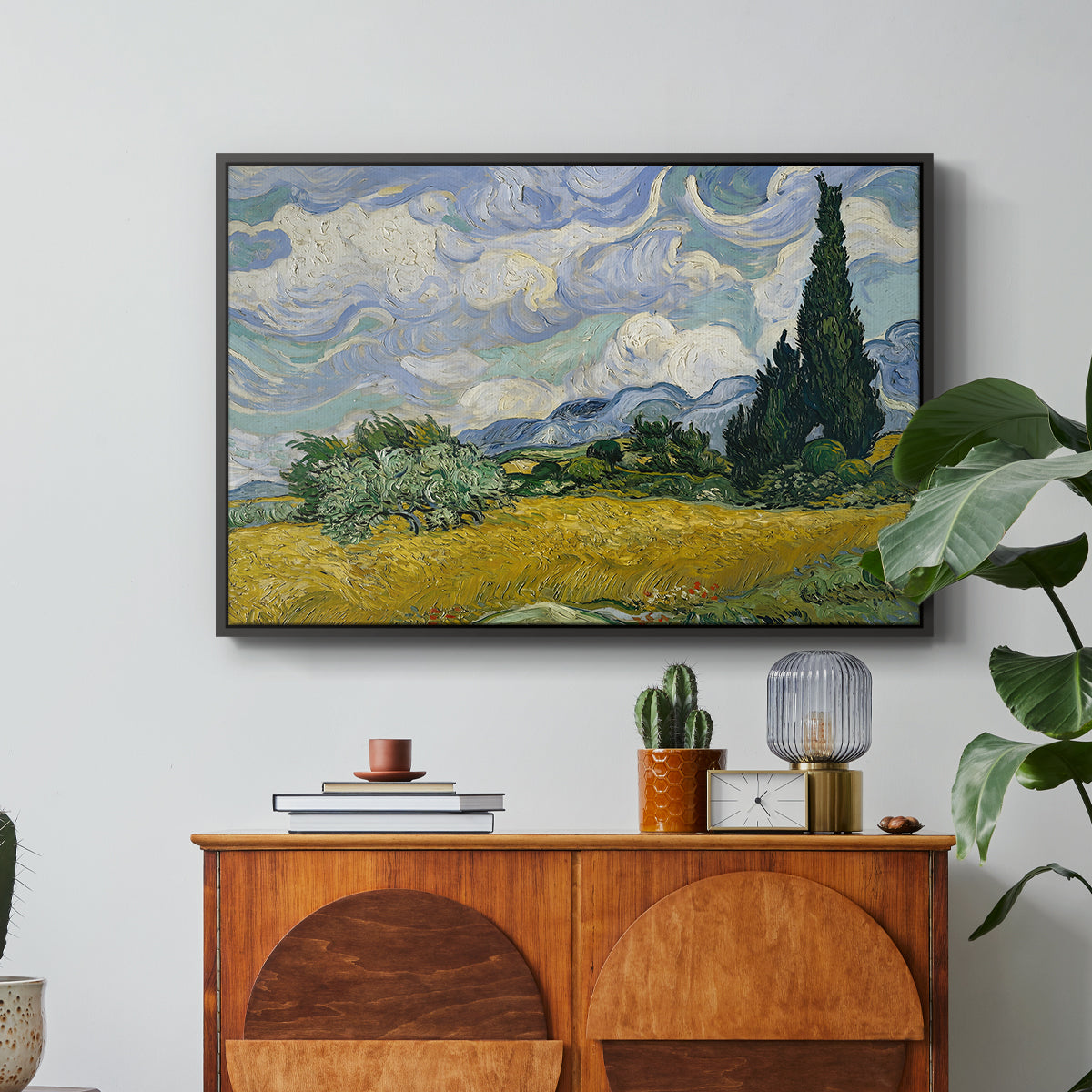 Wheat Field with Cypresses, 1889 - Floater Framed Canvas Print