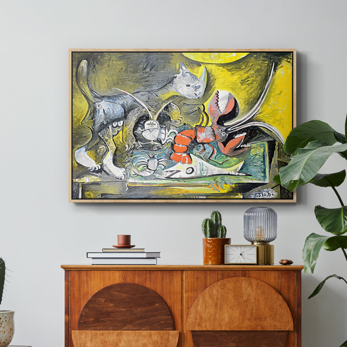 Still Life with Cat and Lobster, 1962 - Floater Framed Canvas Print