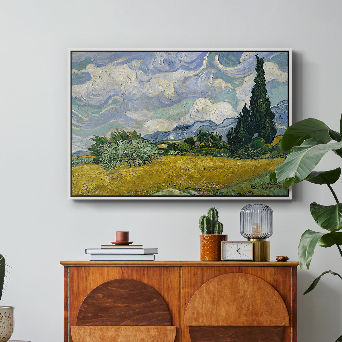 Wheat Field with Cypresses, 1889 - Floater Framed Canvas Print