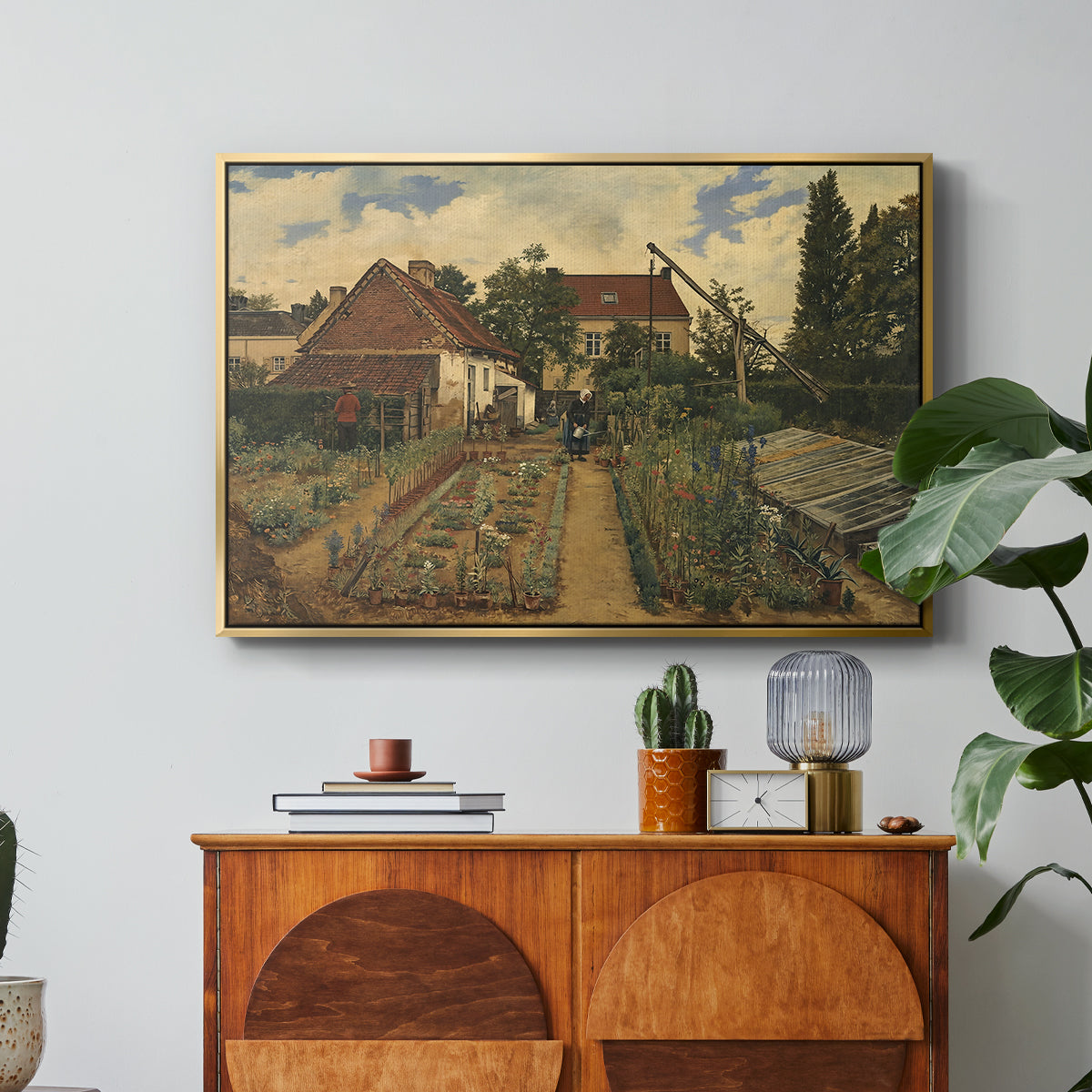 Garden of a Florist (The Flower Garden), 1864 - Floater Framed Canvas Print