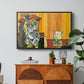 Woman Yelling at a Cat Meme (Picasso Parody) - Floater Framed Canvas Print