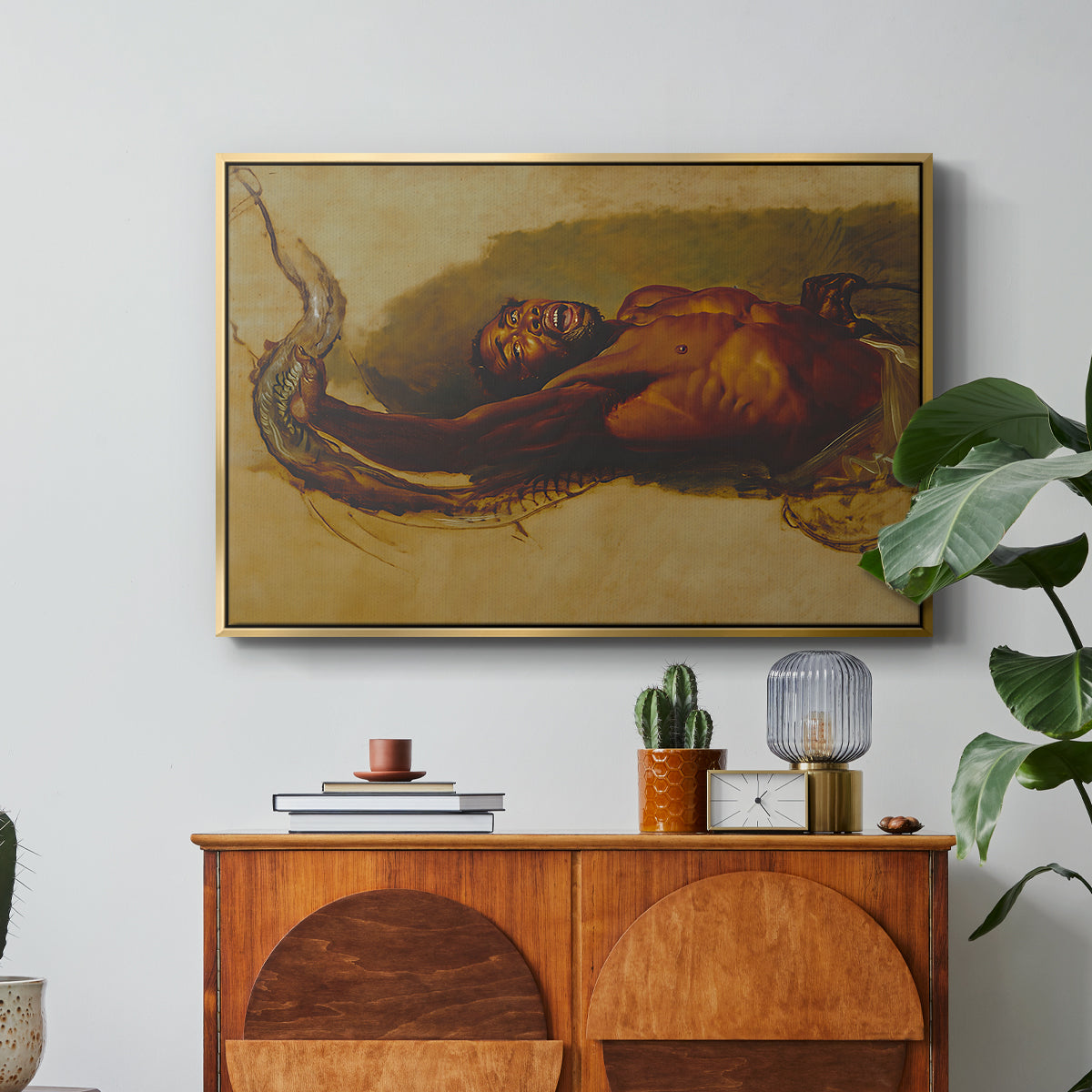 Man Struggling with a Boa Constrictor, c. 1803 - Floater Framed Canvas Print