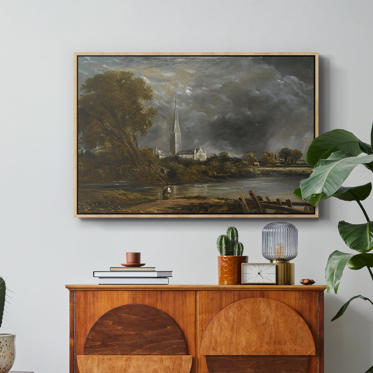 Salisbury Cathedral from the Meadows, c. 1831 - Floater Framed Canvas Print