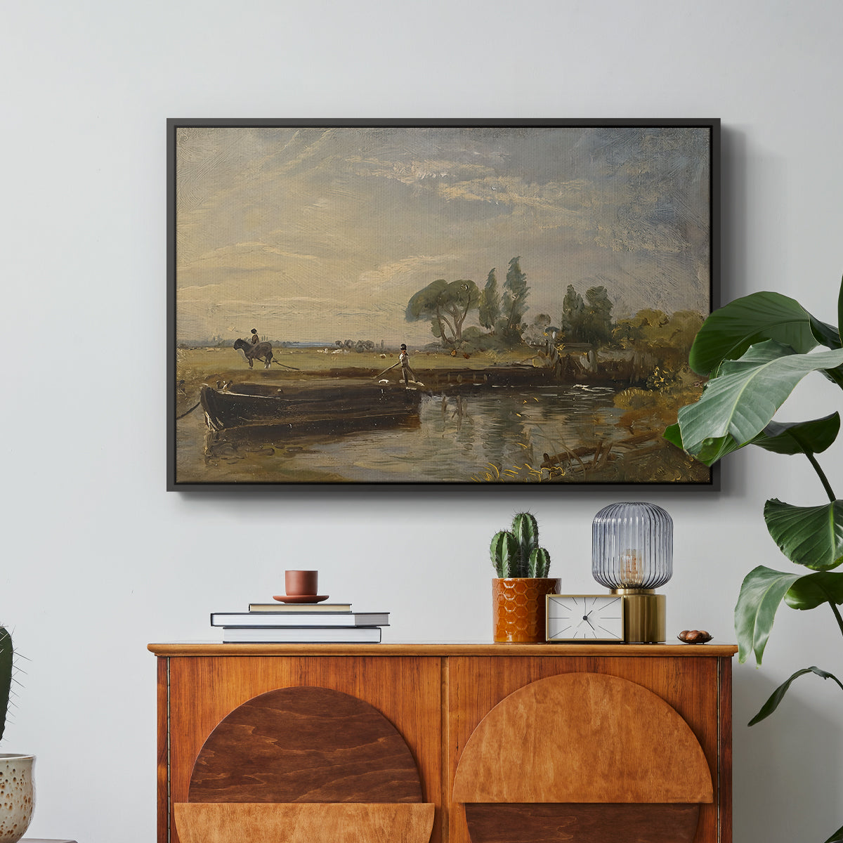 Barge below Flatford Lock, c. 1810 - Floater Framed Canvas Print