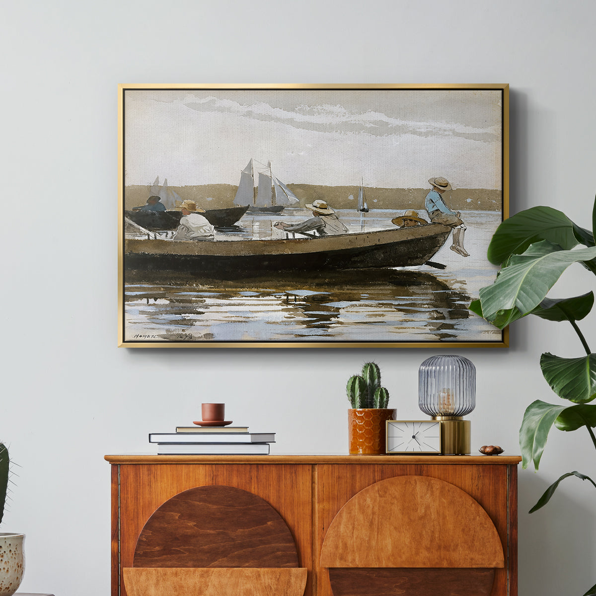 Boys in a Dory, 1873 - Floater Framed Canvas Print