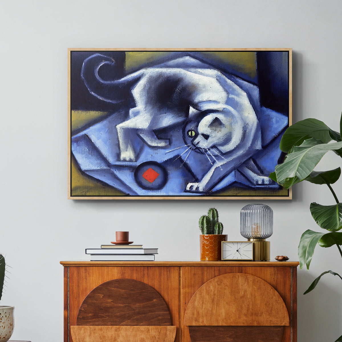Cat Playing with a Ball, 1945-1950 - Floater Framed Canvas Print