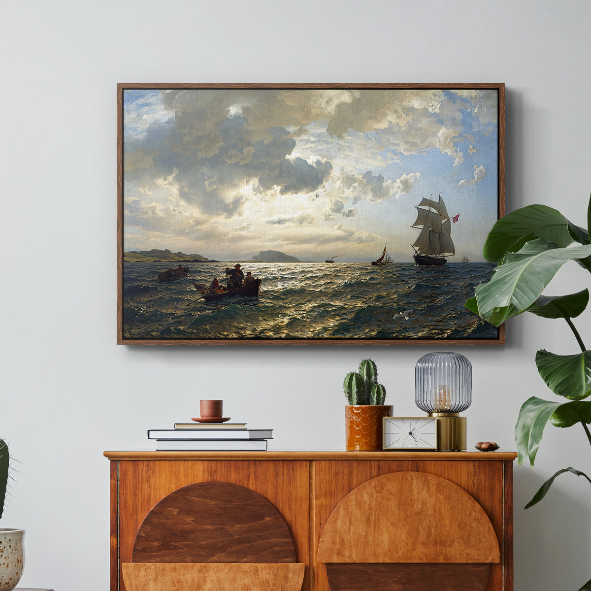 Fresh Breeze on the Norwegian Coast, 1876 - Floater Framed Canvas Print