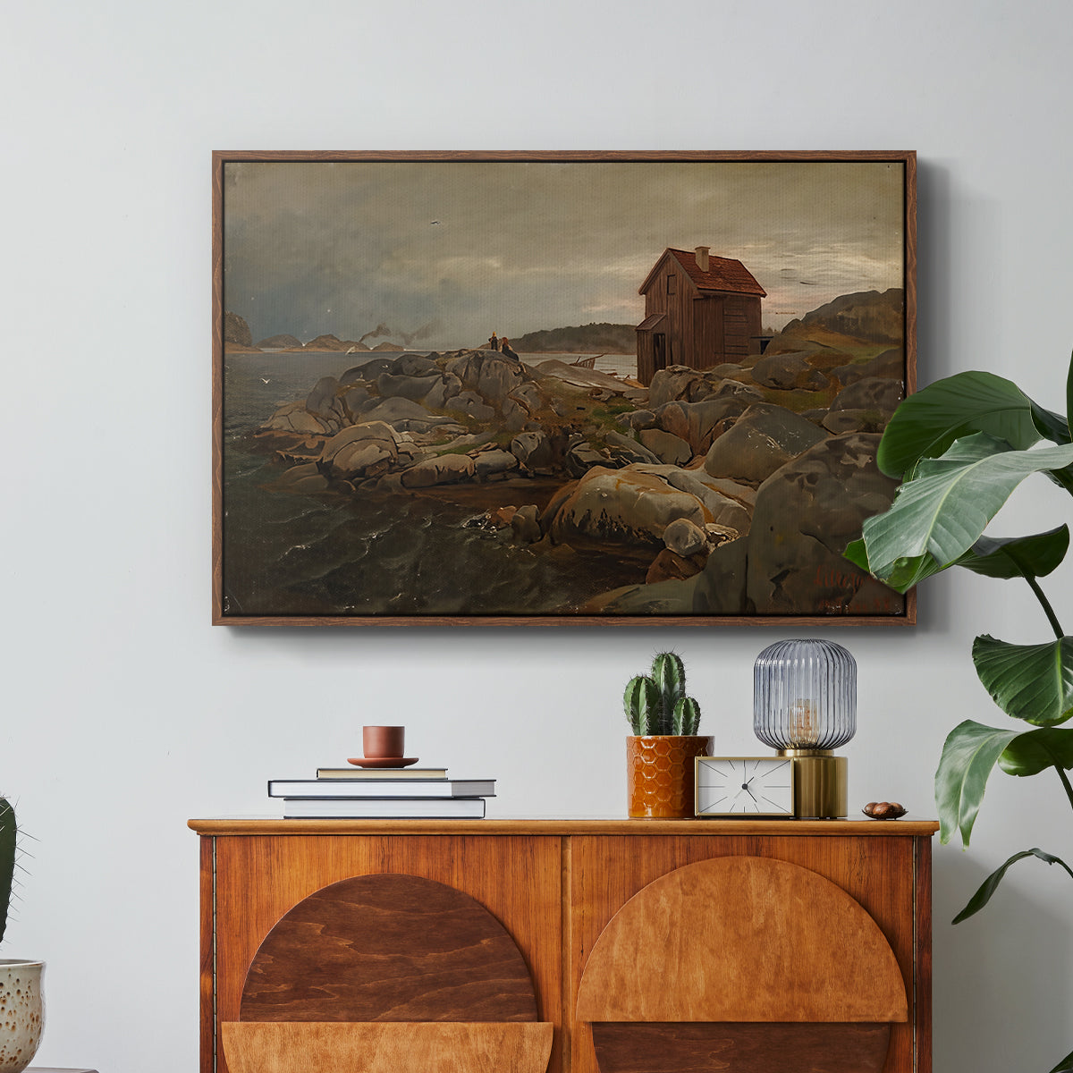 A Fisherman's Home, Lillesand, 1858 - Floater Framed Canvas Print