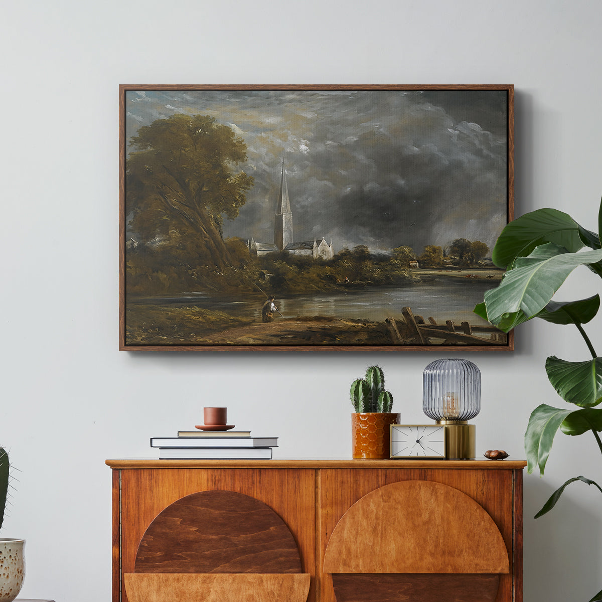Salisbury Cathedral from the Meadows, c. 1831 - Floater Framed Canvas Print