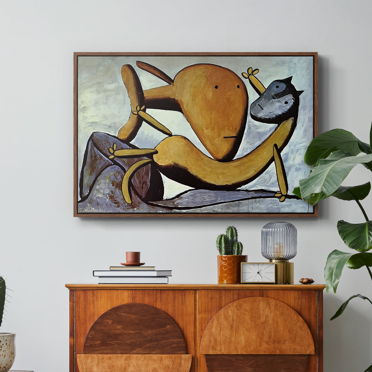 Cat and Big Fish, c. 1931 - Floater Framed Canvas Print