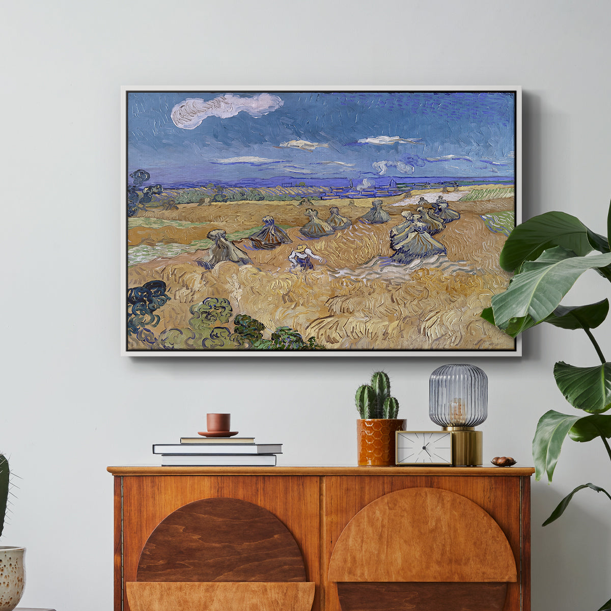 Wheat Field with Reaper, Auvers, 1888 - Floater Framed Canvas Print