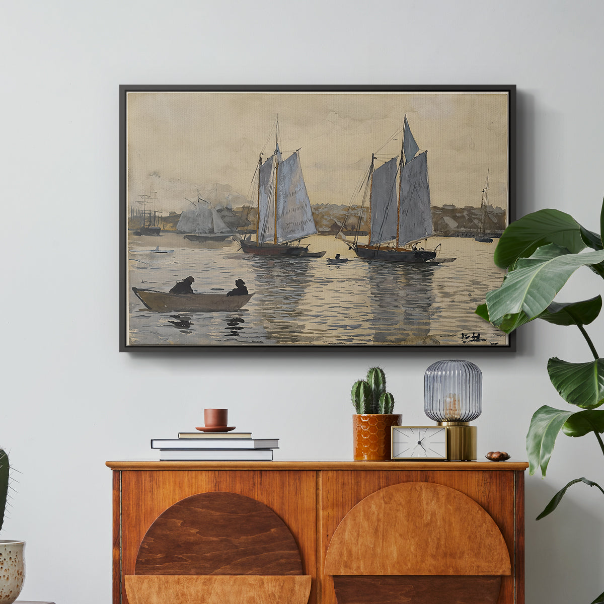 Two Schooners, Gloucester, c. 1880 - Floater Framed Canvas Print