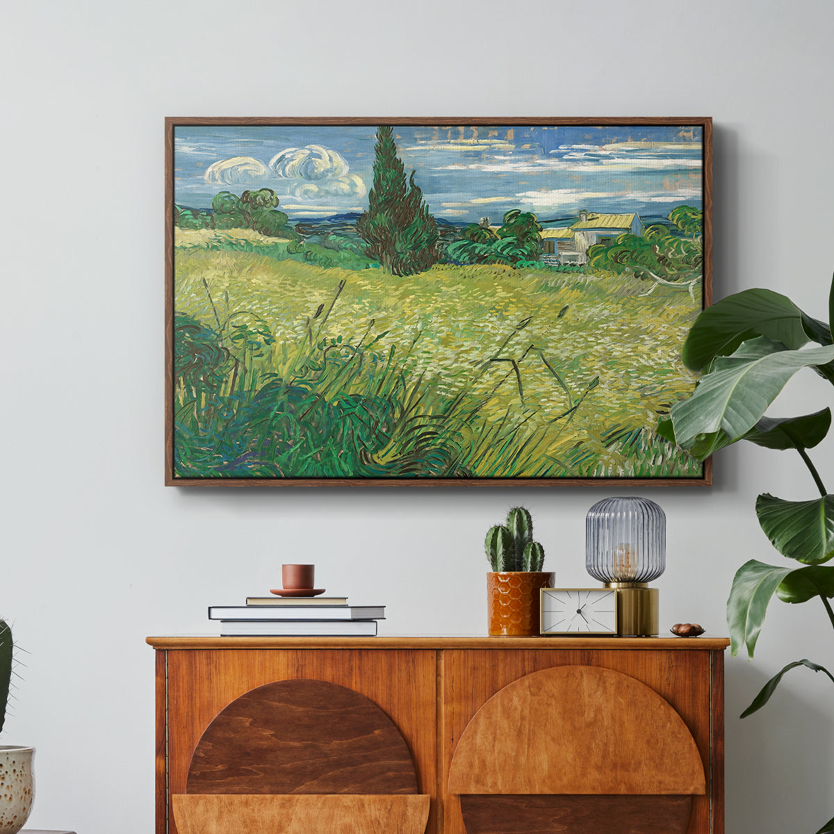 Green Wheat Field with Cypress, 1889 - Floater Framed Canvas Print