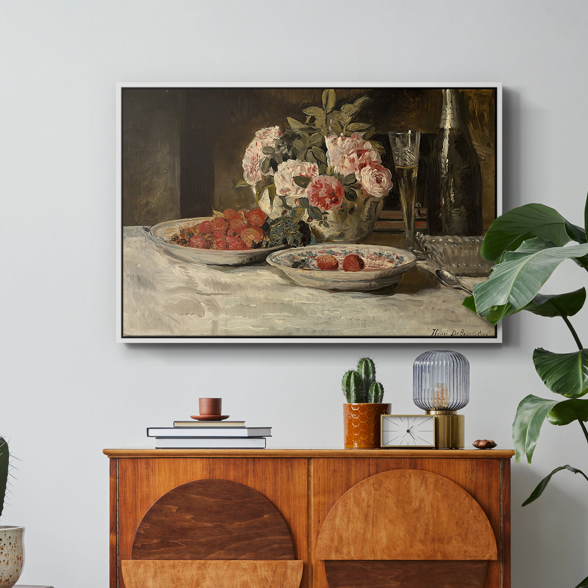Strawberries and Champagne, c. 1881-1885 - Floater Framed Canvas Print