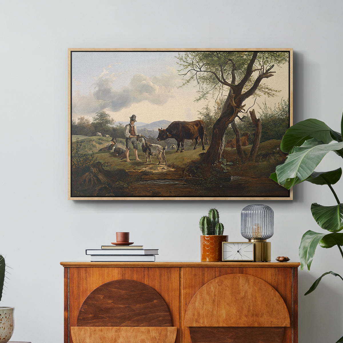 Shepherd with Billy Goat, c. 1830 - Floater Framed Canvas Print