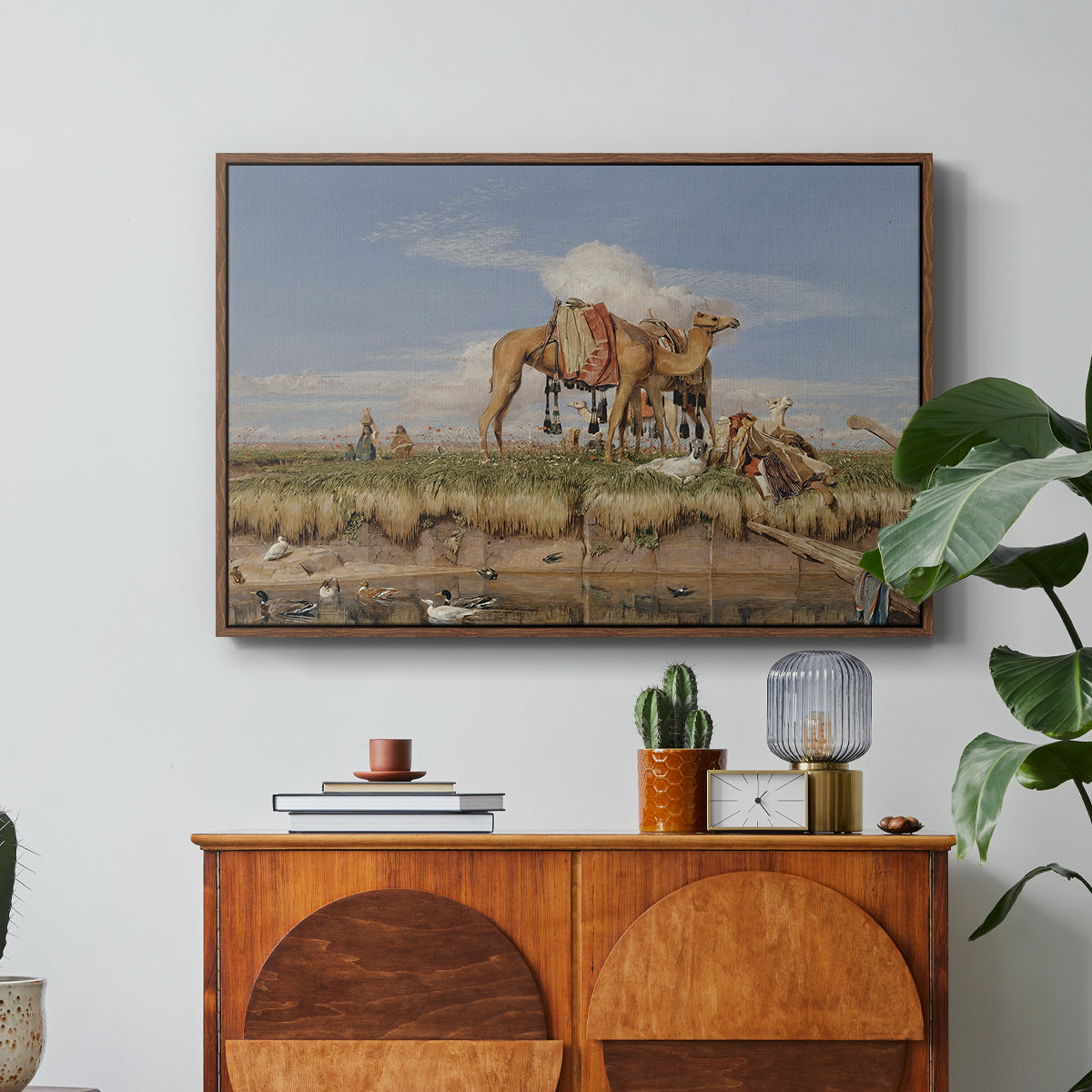 On the Banks of the Nile, Upper Egypt, 1876 - Floater Framed Canvas Print