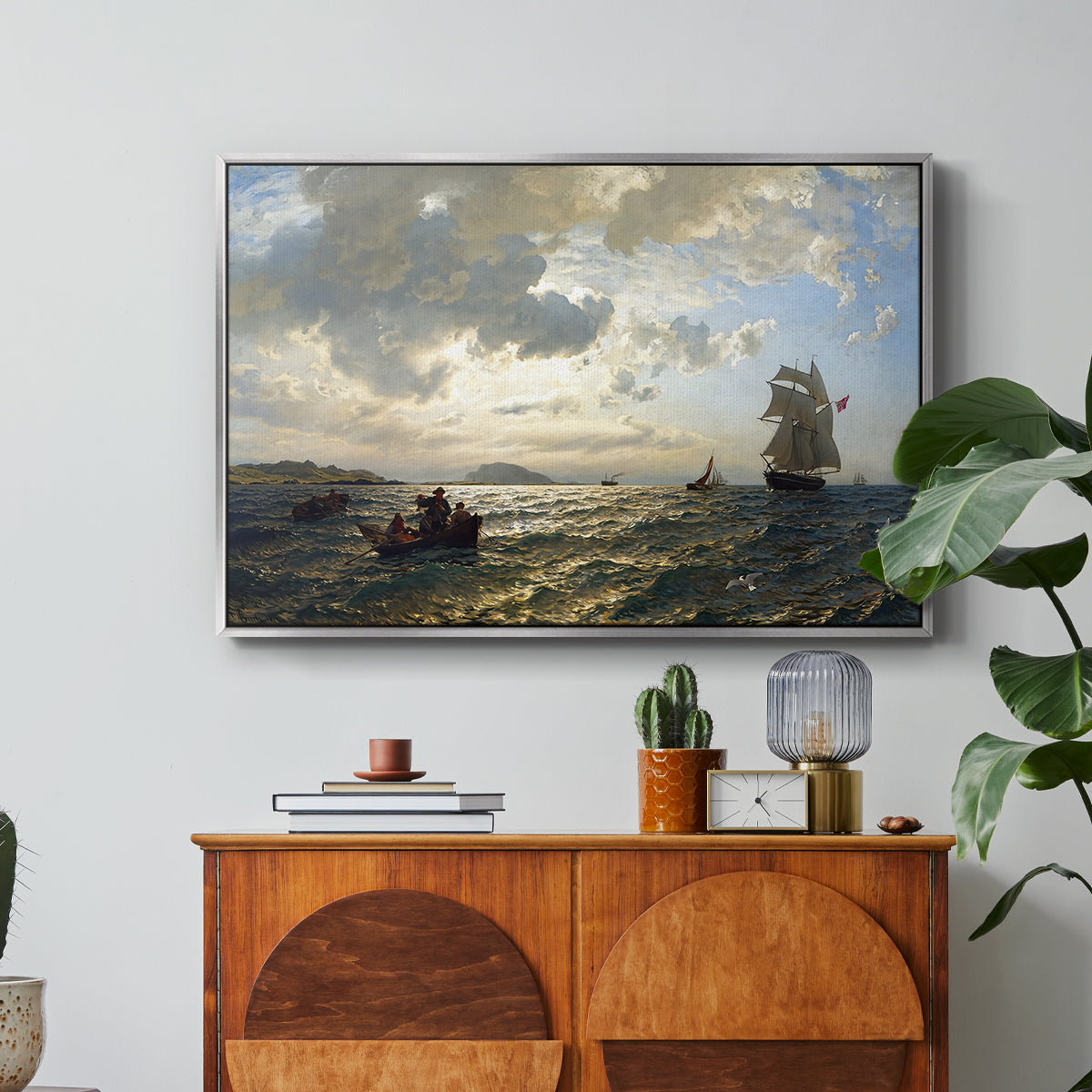 Fresh Breeze on the Norwegian Coast, 1876 - Floater Framed Canvas Print