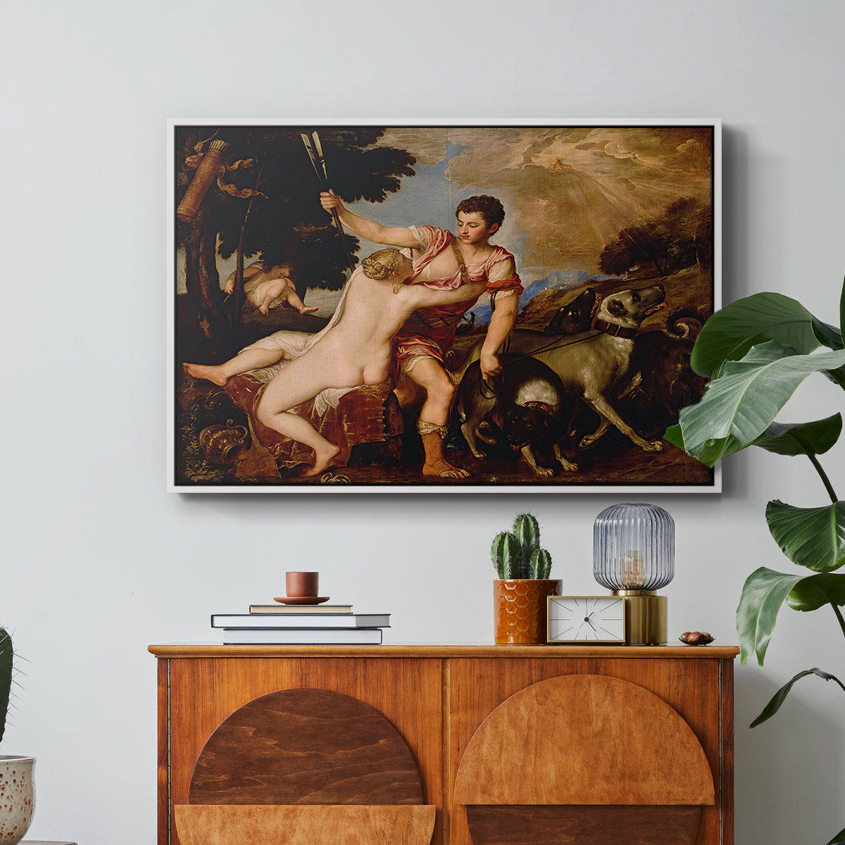 Venus and Adonis, 1554 - Floater Framed Canvas Print
