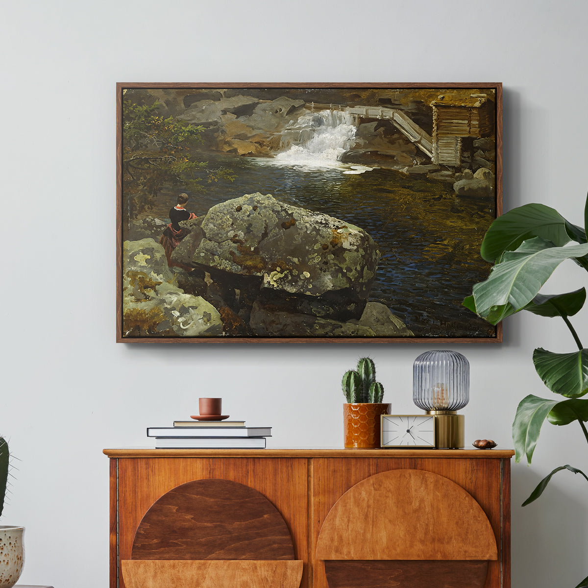 By the Mill Pond (En Mølledam), 1850 - Floater Framed Canvas Print