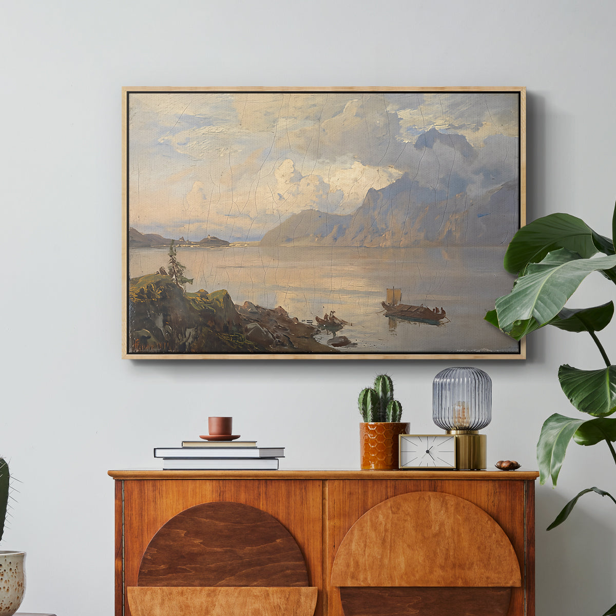 Traunsee, 1871 - Floater Framed Canvas Print