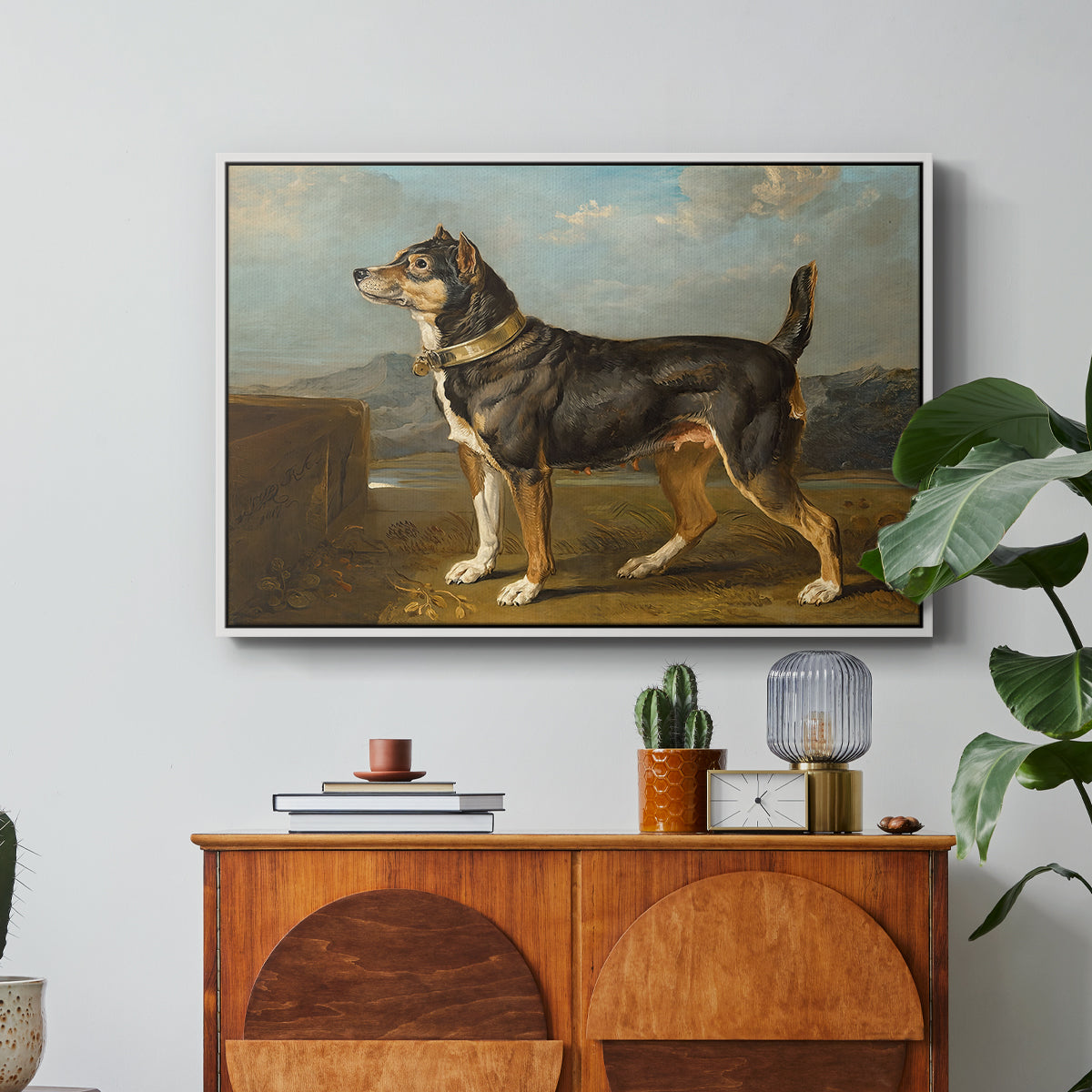 A Terrier in a Landscape, c. 1811 - Floater Framed Canvas Print