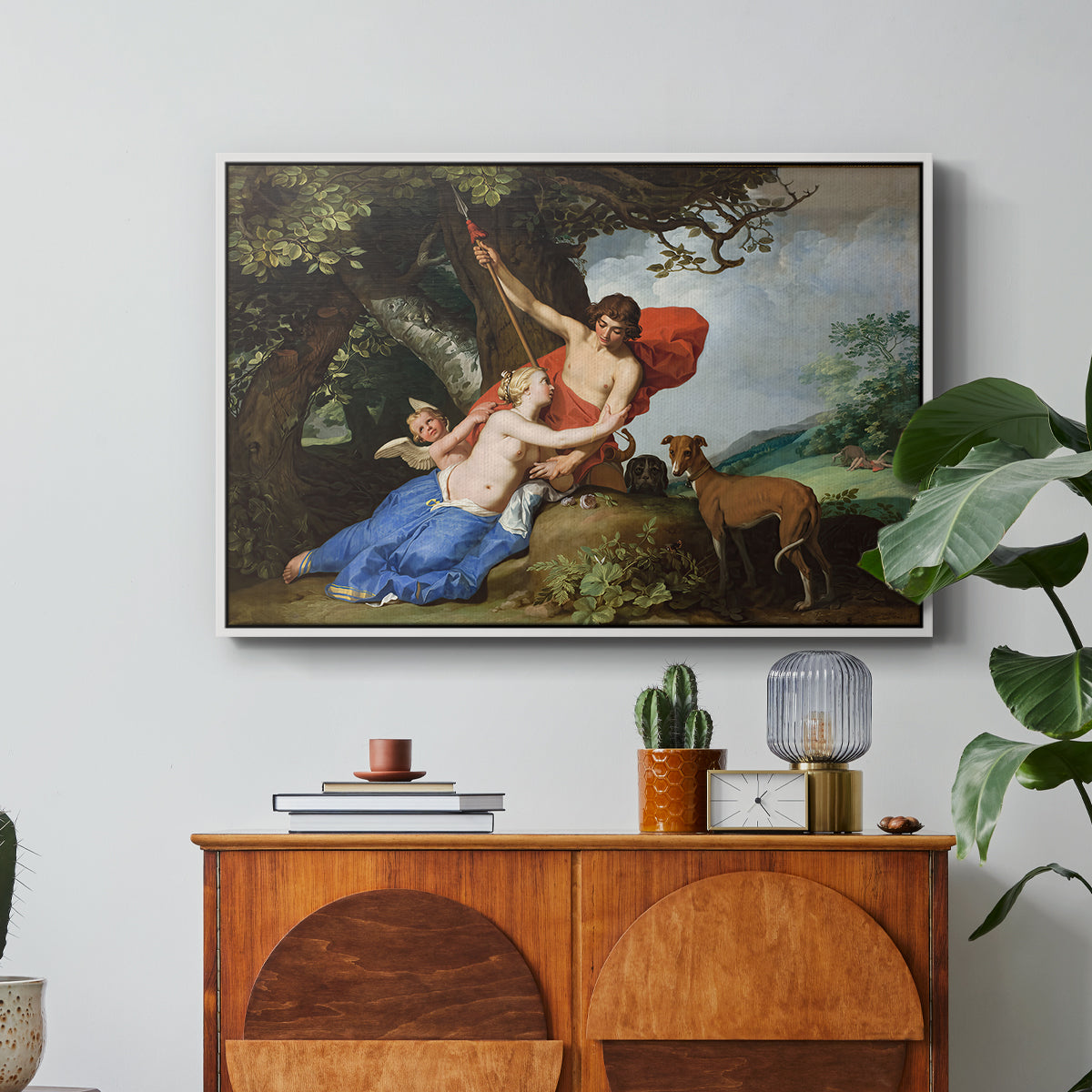 Venus and Adonis, 1632 - Floater Framed Canvas Print
