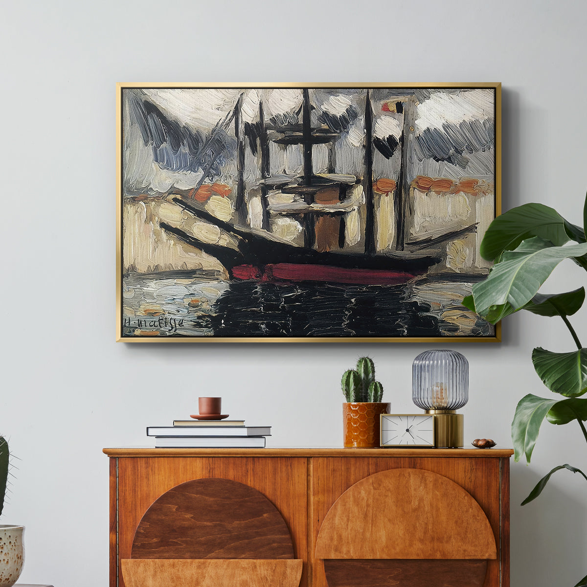 Two Boats Side by Side, Port of Marseilles, c. 1916 - Floater Framed Canvas Print