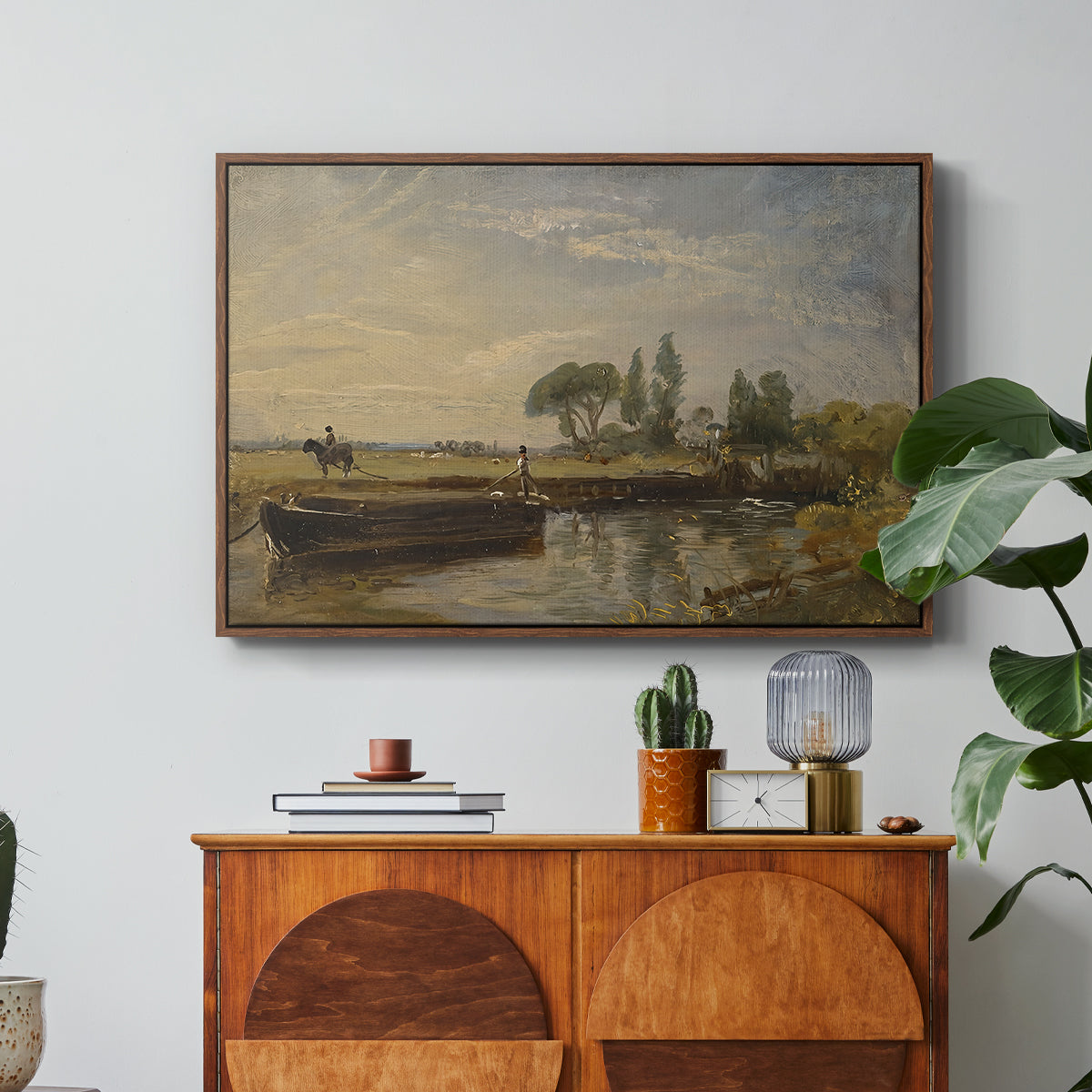 Barge below Flatford Lock, c. 1810 - Floater Framed Canvas Print