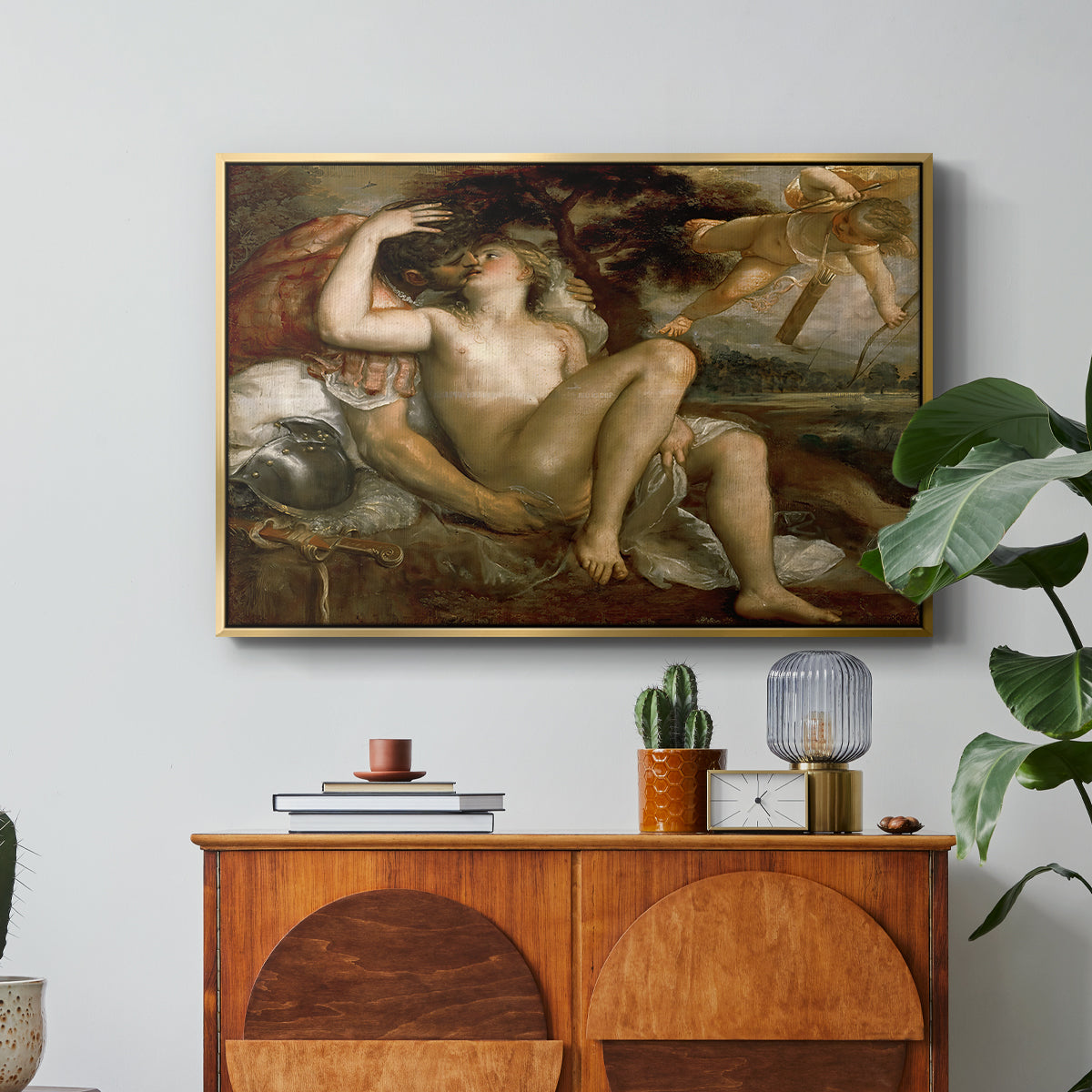 Mars, Venus and Cupid, c. 1530 - Floater Framed Canvas Print