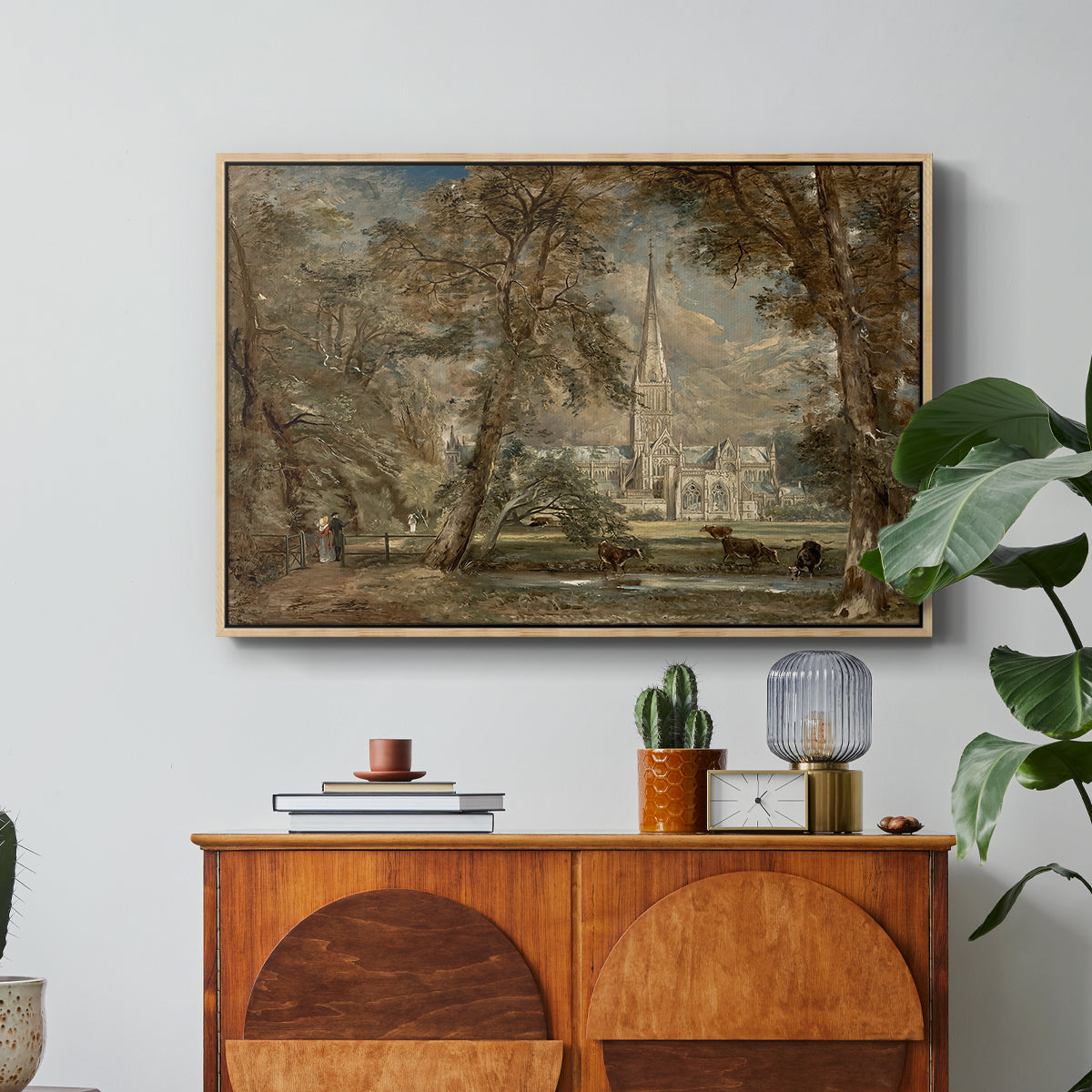 Salisbury Cathedral from the Bishop's Grounds, c. 1822-1823 - Floater Framed Canvas Print