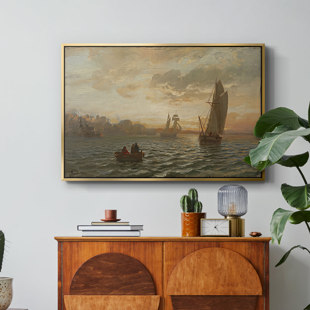 View from the Oslofjord, 1866 - Floater Framed Canvas Print