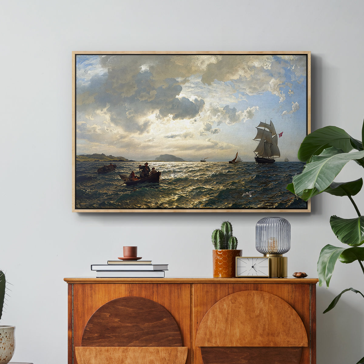 Fresh Breeze on the Norwegian Coast, 1876 - Floater Framed Canvas Print