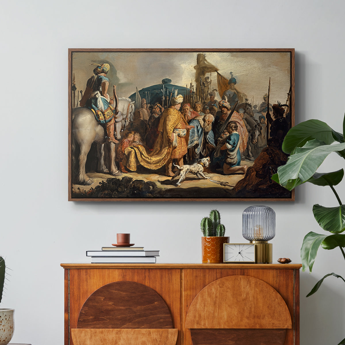 David with Goliath's Head in front of Saul, for Rembrandt, 1627 - Floater Framed Canvas Print