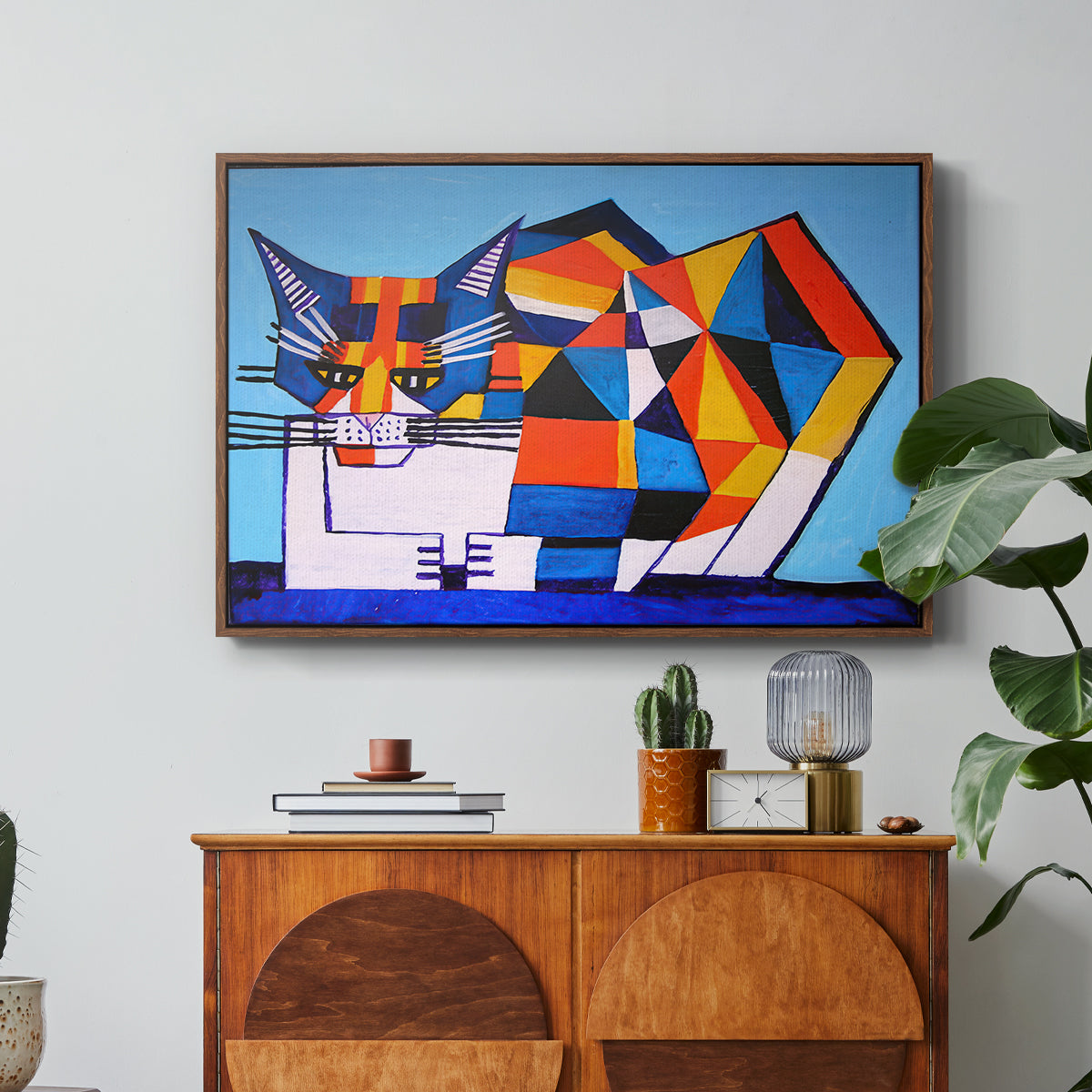 Cassie Thinking about Cubism - Floater Framed Canvas Print