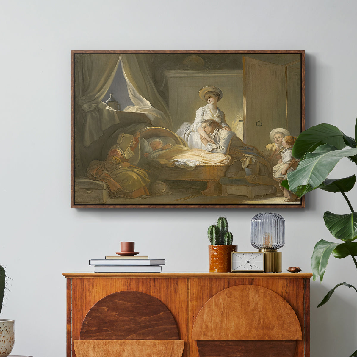 The Visit to the Nursery, c. 1775 - Floater Framed Canvas Print