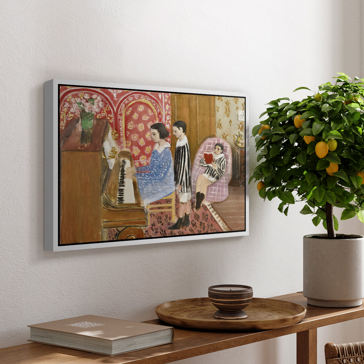 The Piano Lesson, 1923 - Floater Framed Canvas Print