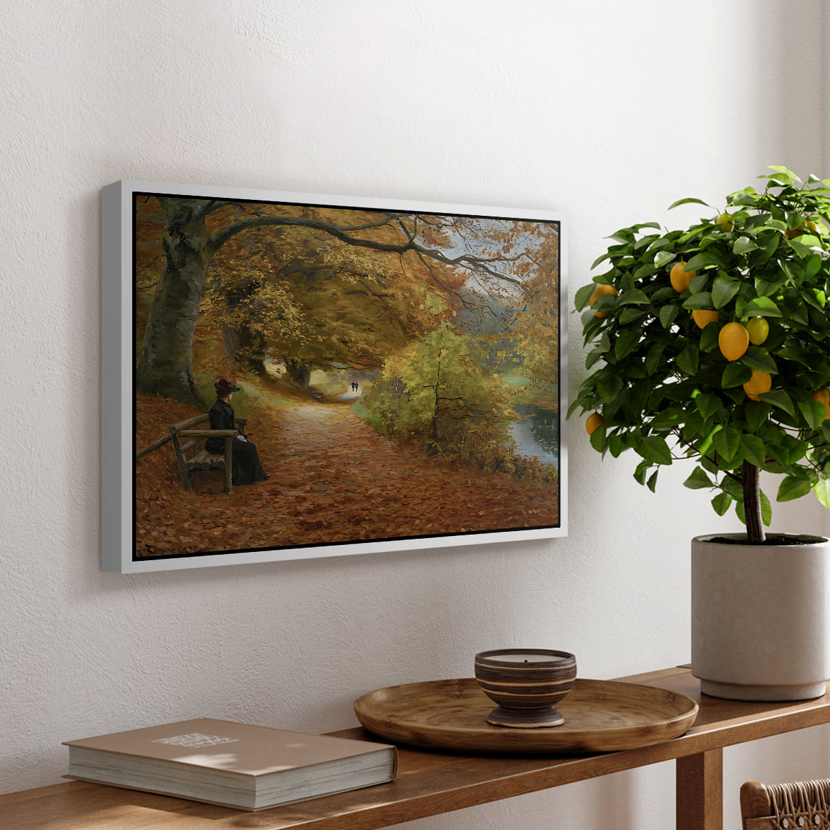 A Wooded Path in Autumn, 1902 - Floater Framed Canvas Print