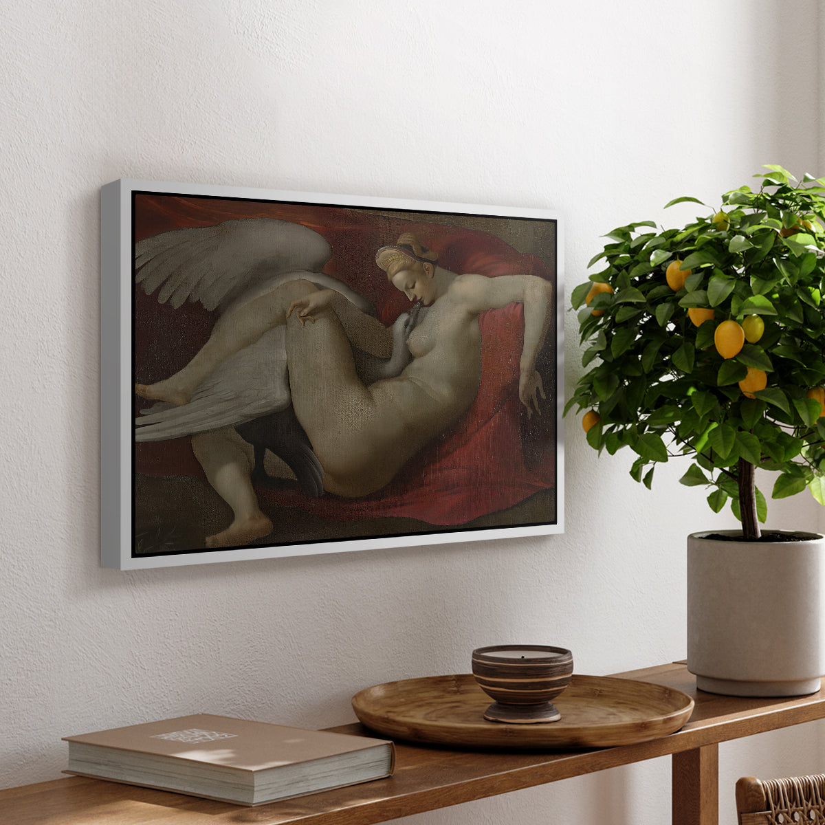 Leda and the Swan (16th-Century Version), c. 1530 - Floater Framed Canvas Print