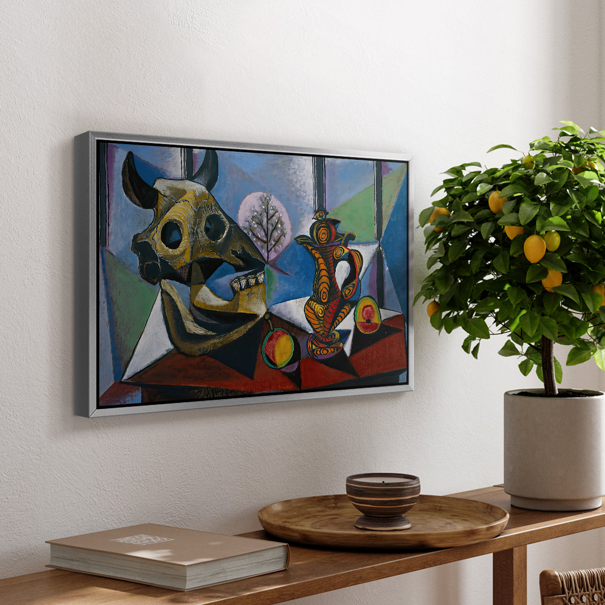 Still Life with Bull's Skull, 1939 - Floater Framed Canvas Print