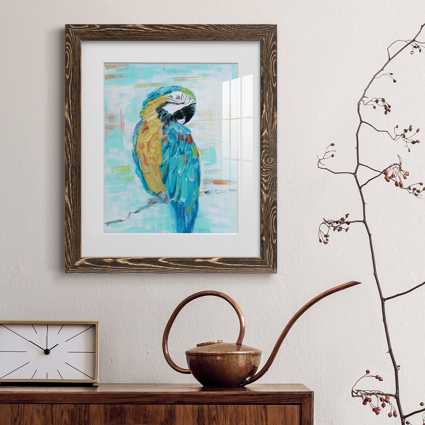 Island Parrot I - Premium Framed Print - Distressed Barnwood Frame - Ready to Hang