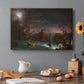 Canvas art print featuring a stylized composition showcasing architectural history, set in a cozy kitchen setting