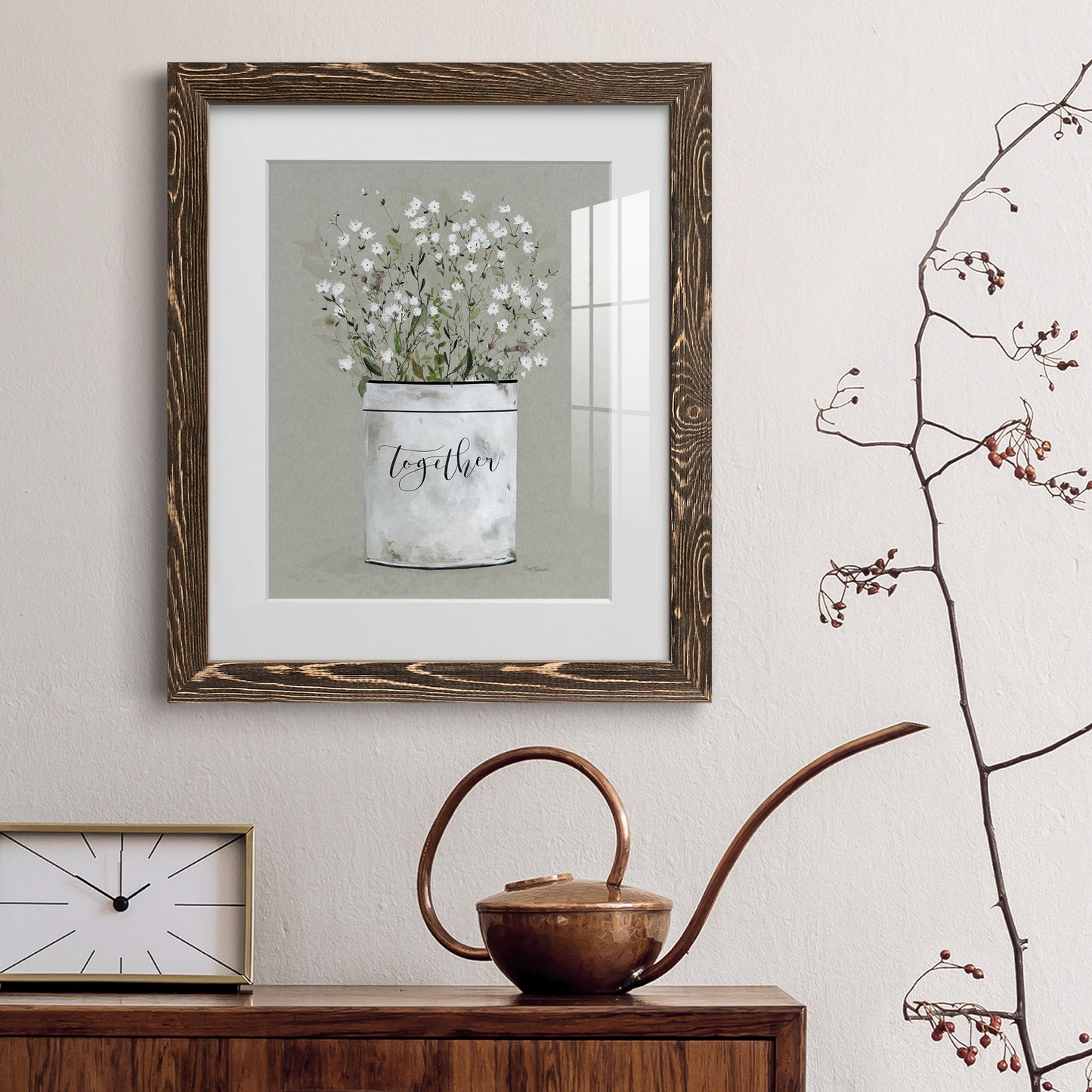 Bouquet of Grace Bucket Together - Premium Framed Print - Distressed Barnwood Frame - Ready to Hang