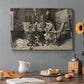 Canvas art print featuring two men seated at table playing chess in detailed interior setting, set in a cozy kitchen setting