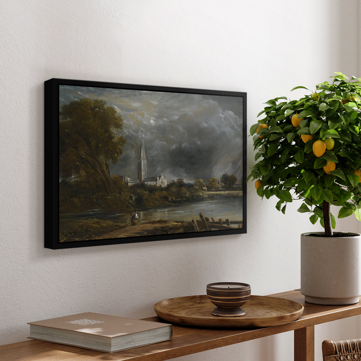 Salisbury Cathedral from the Meadows, c. 1831 - Floater Framed Canvas Print